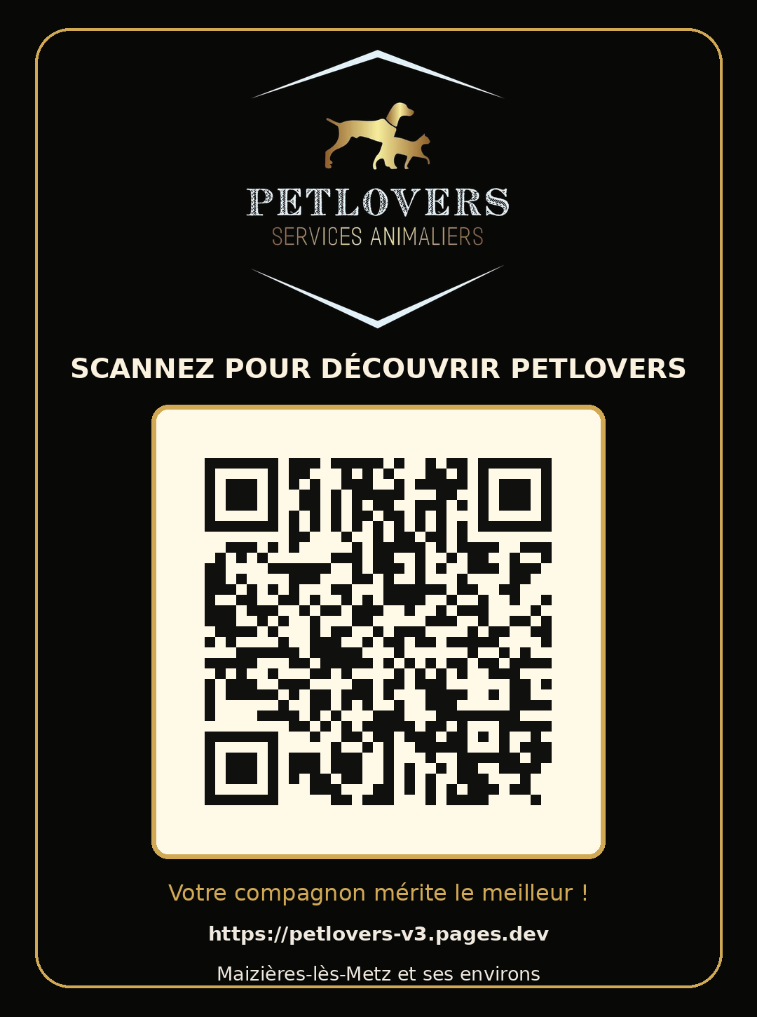 QR code permettant d’ouvrir l’application Petlovers